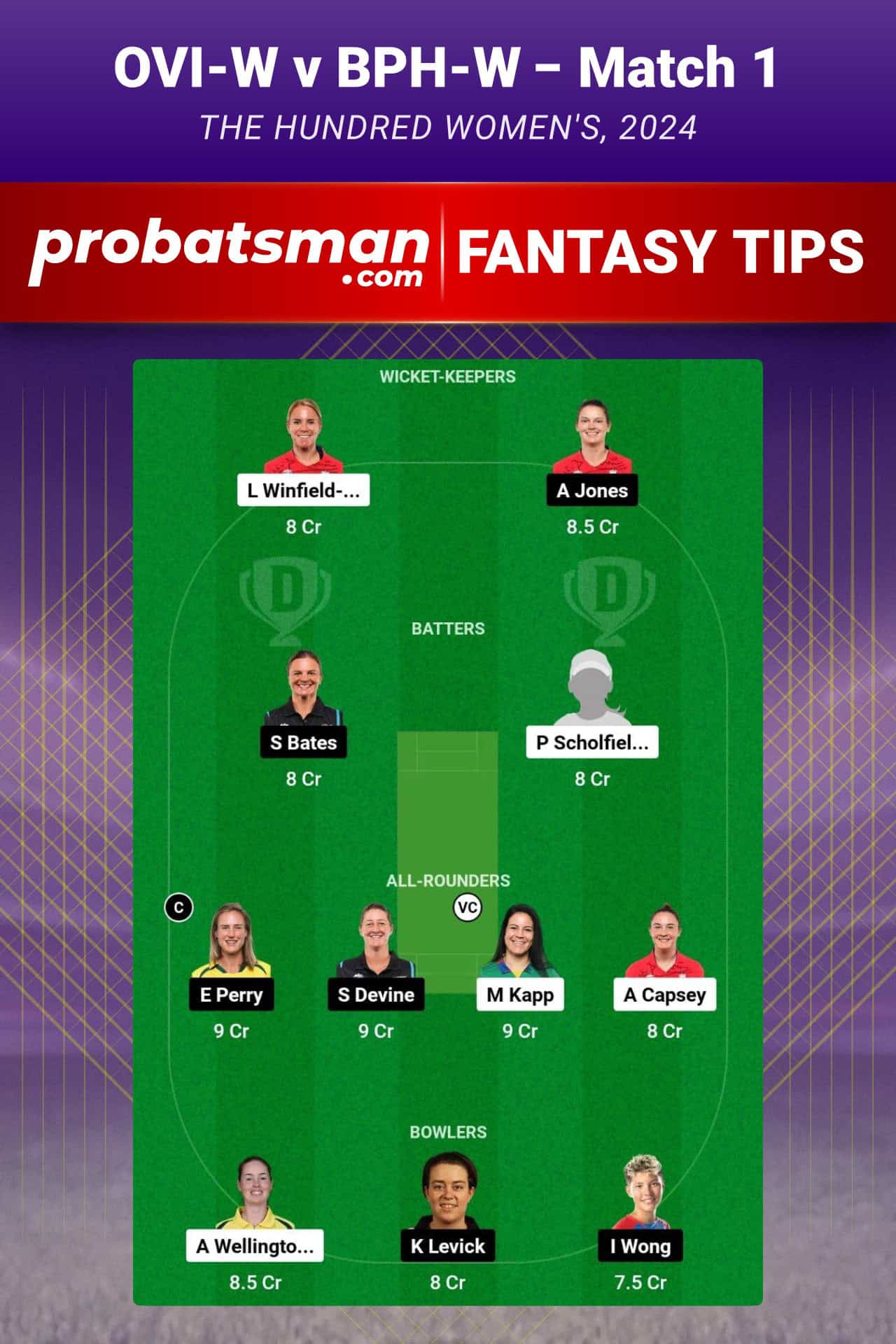 OVI-W vs BPH-W Dream11 Prediction For Match 1 of The Hundred Women's 2024