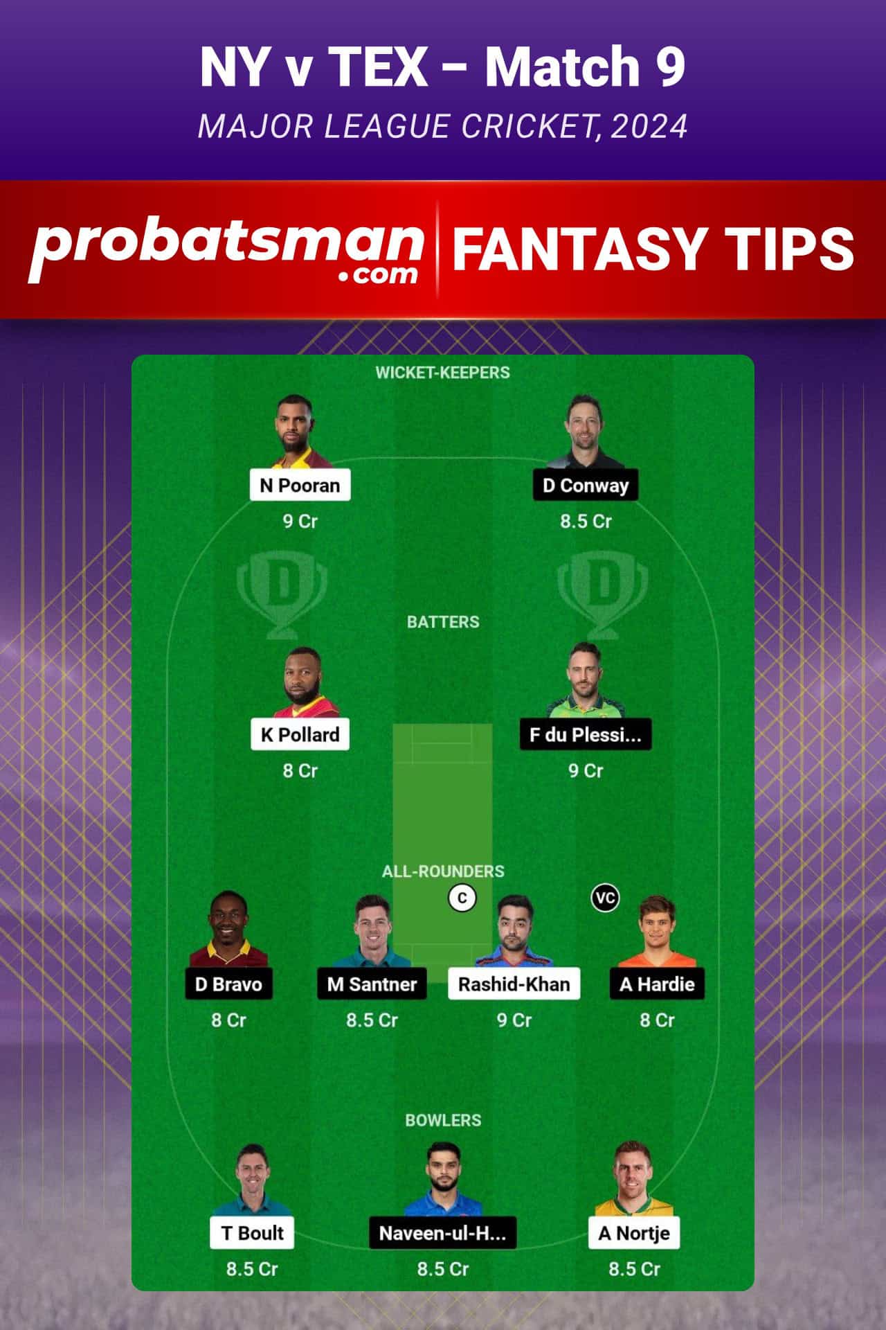 NY vs TEX Dream11 Prediction For Match 9 of Major League Cricket 2024