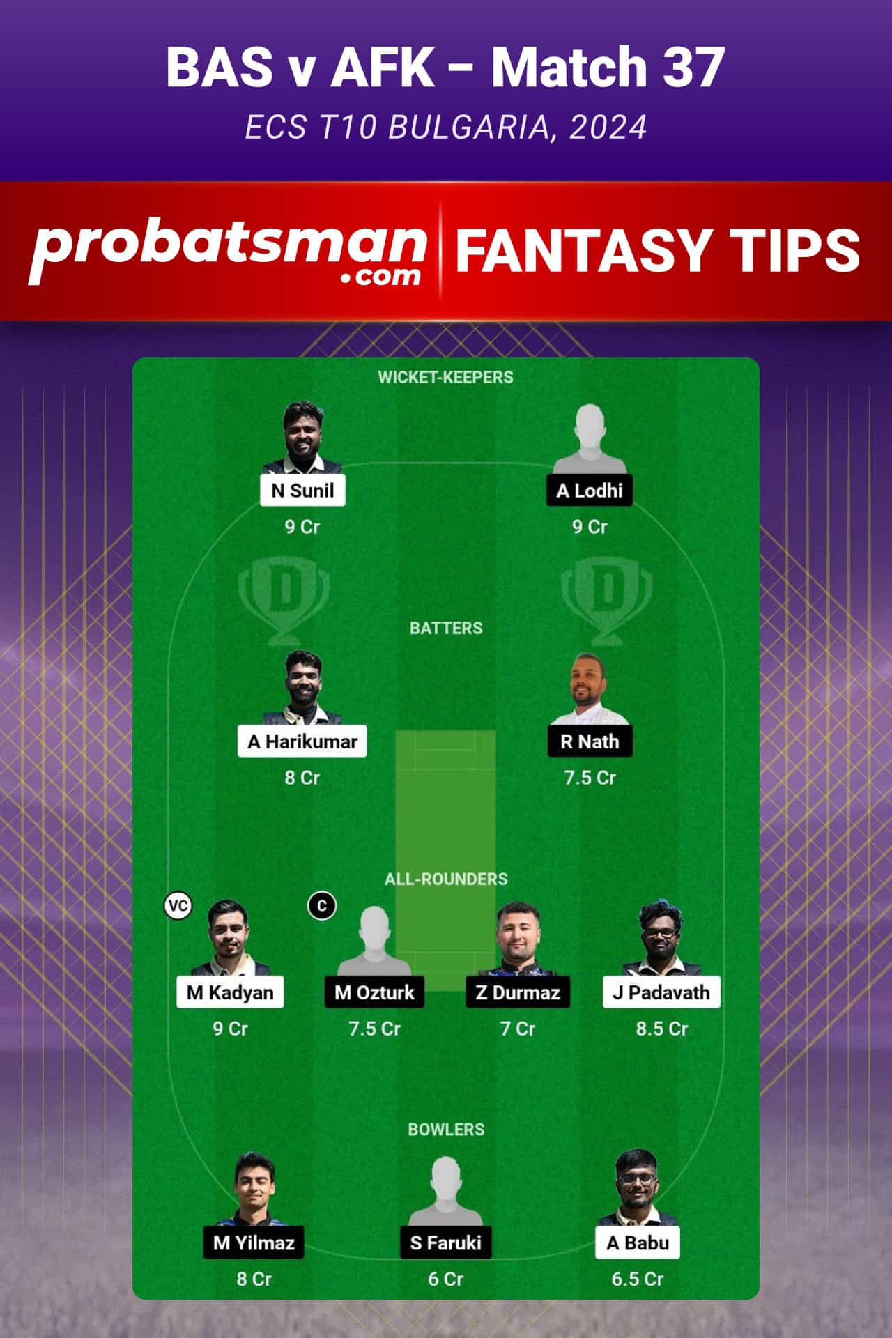 BAS vs AFK Dream11 Prediction For Match 37 of ECS T10 Bulgaria 2024