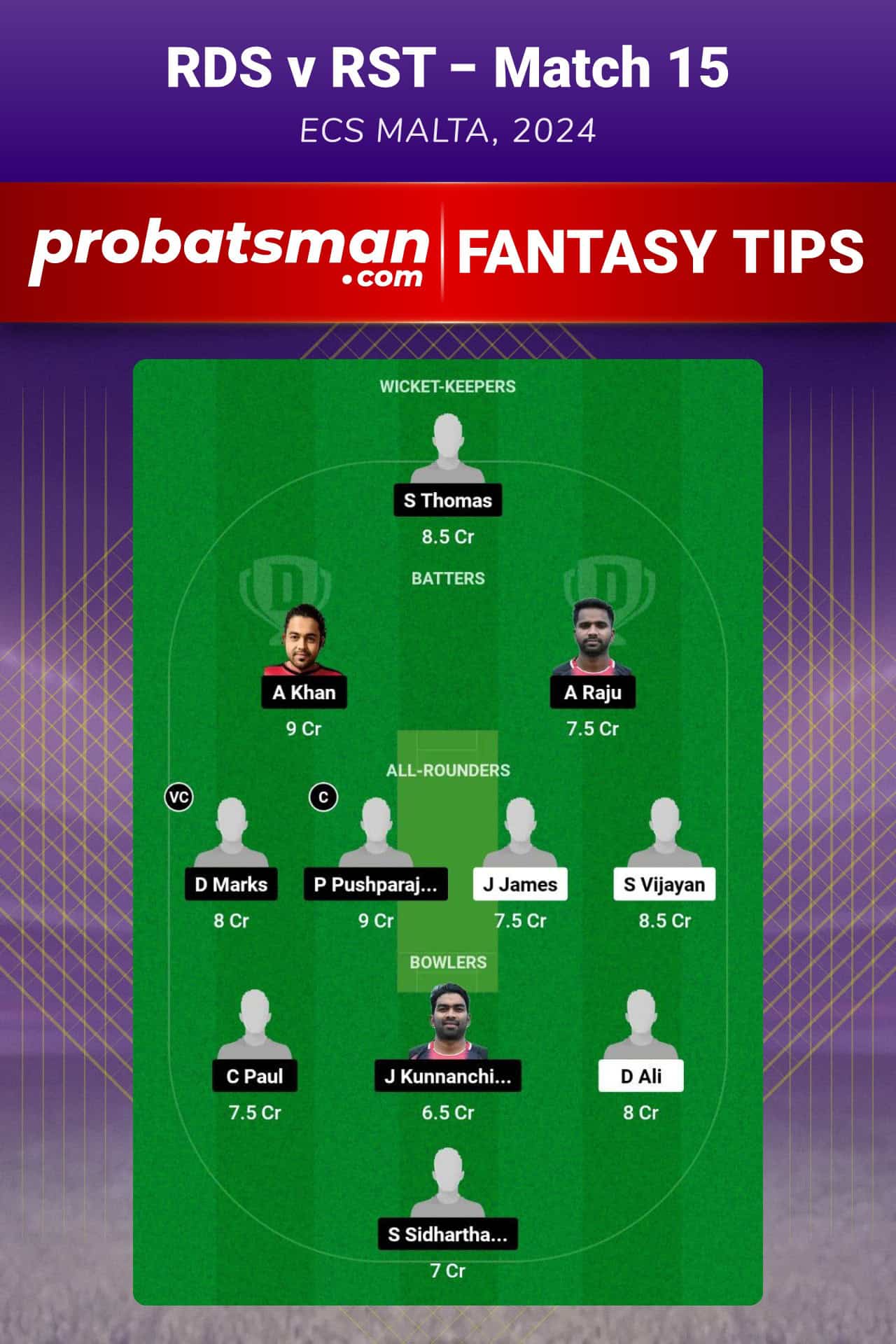 RDS vs RST Dream11 Prediction For Match 15 of ECS Malta 2024