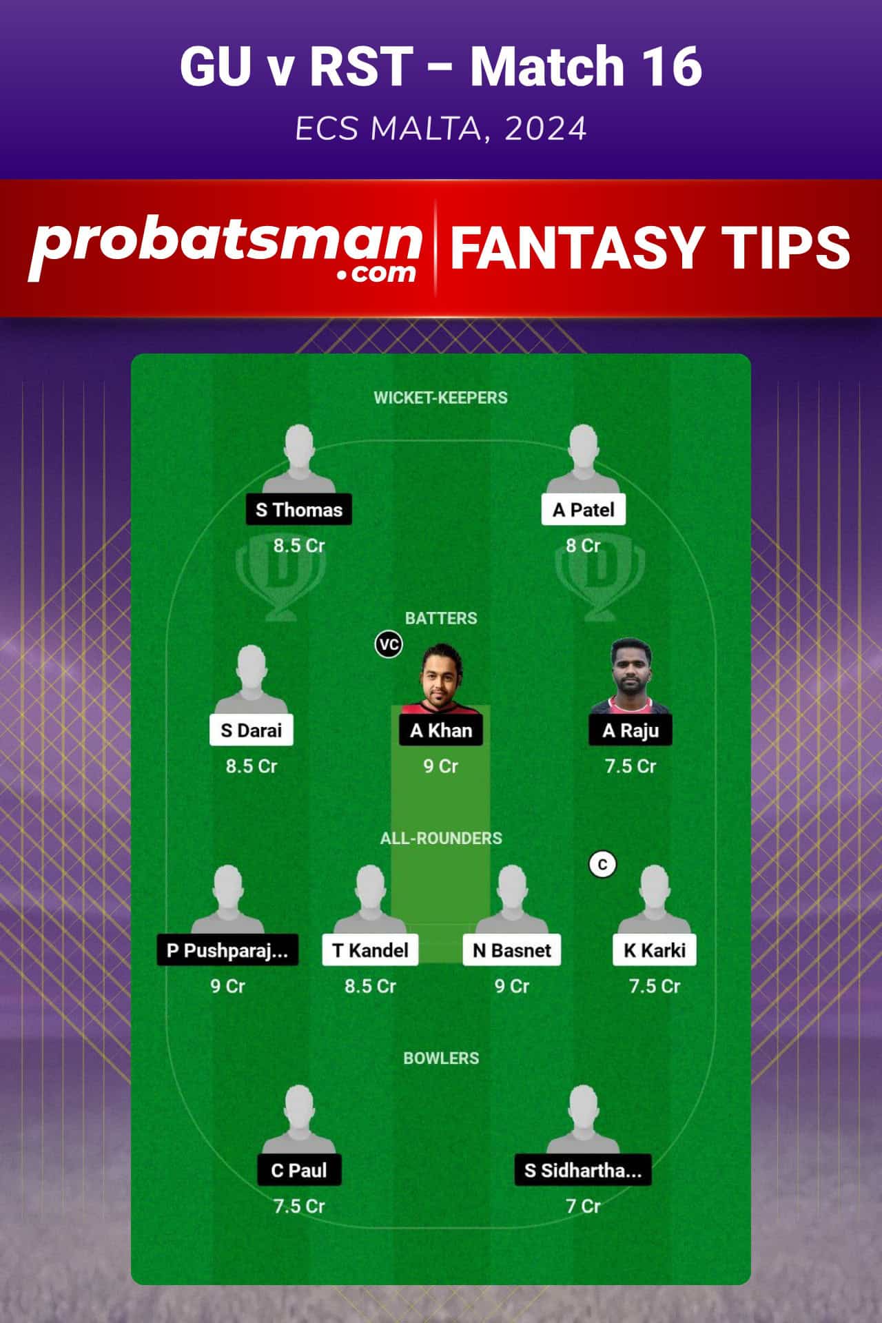 GU vs RST Dream11 Prediction For Match 16 of ECS Malta 2024