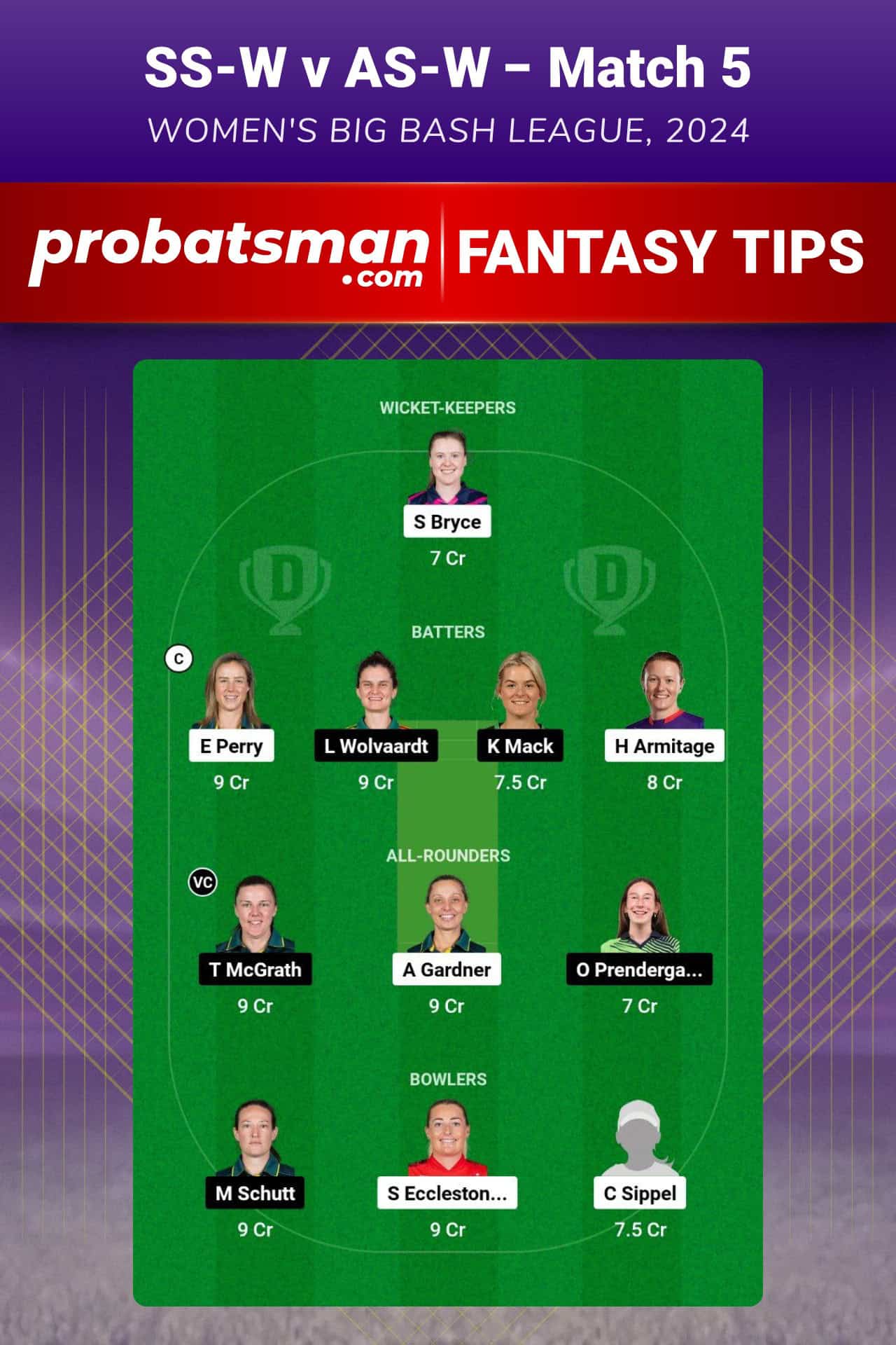 SS-W vs AS-W Dream11 Prediction For Match 5 of WBBL 2024