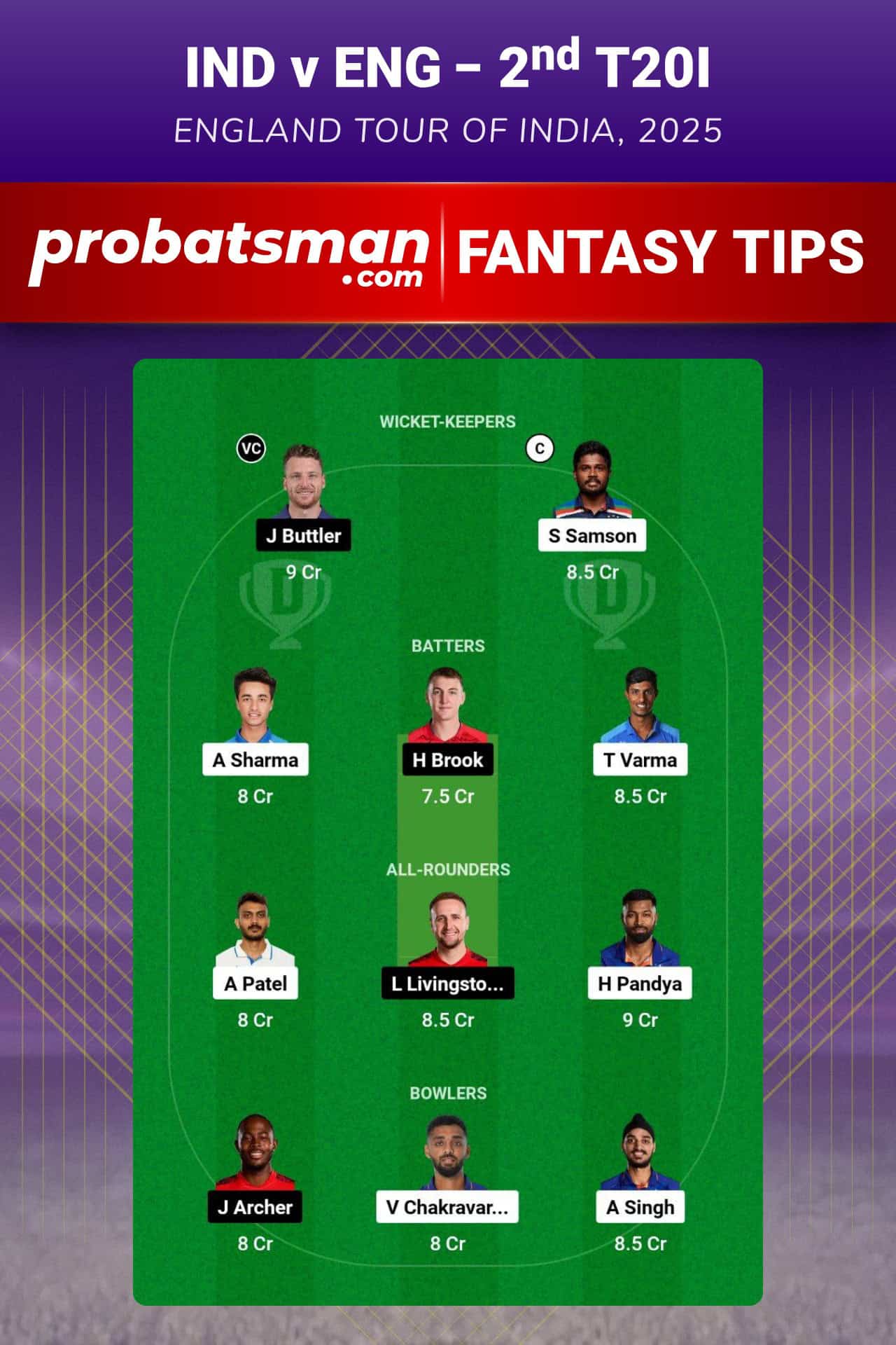 IND vs ENG Dream11 Prediction For 2nd T20I of England tour of India 2025