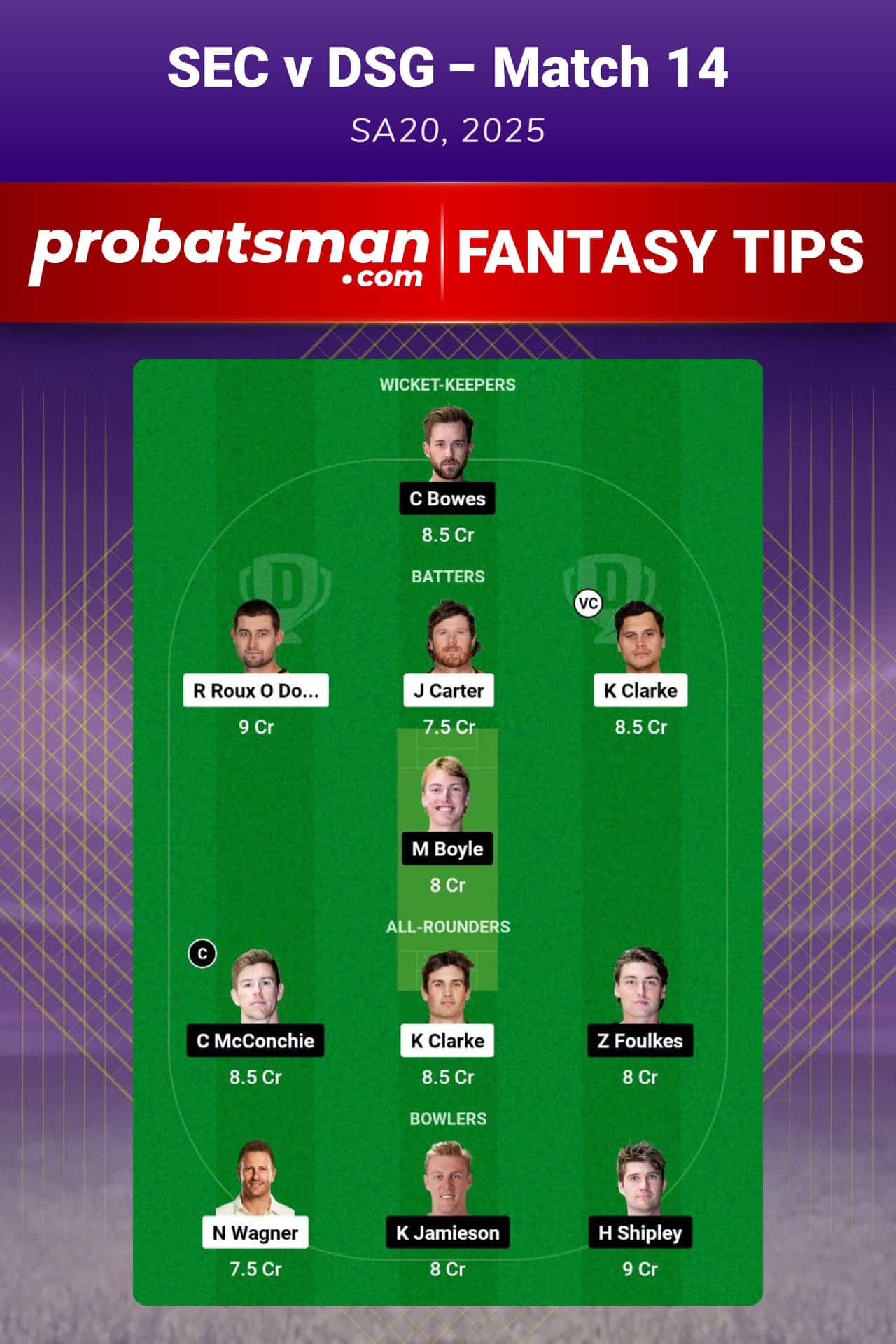 SEC vs DSG Dream11 Prediction For Match 14 of SA20 2025