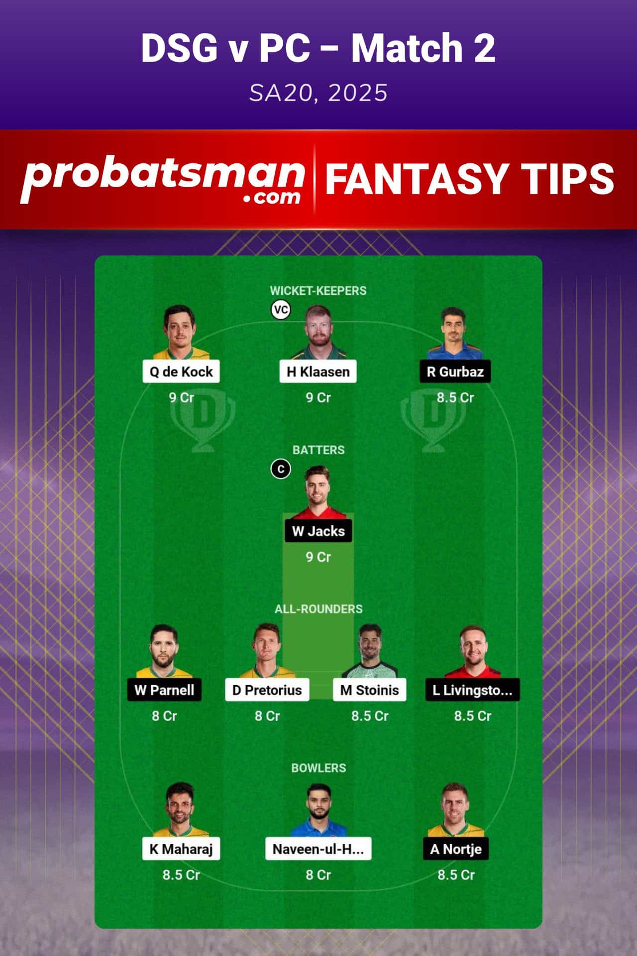 DSG vs PC Dream11 Prediction For Match 2 of SA20 2025