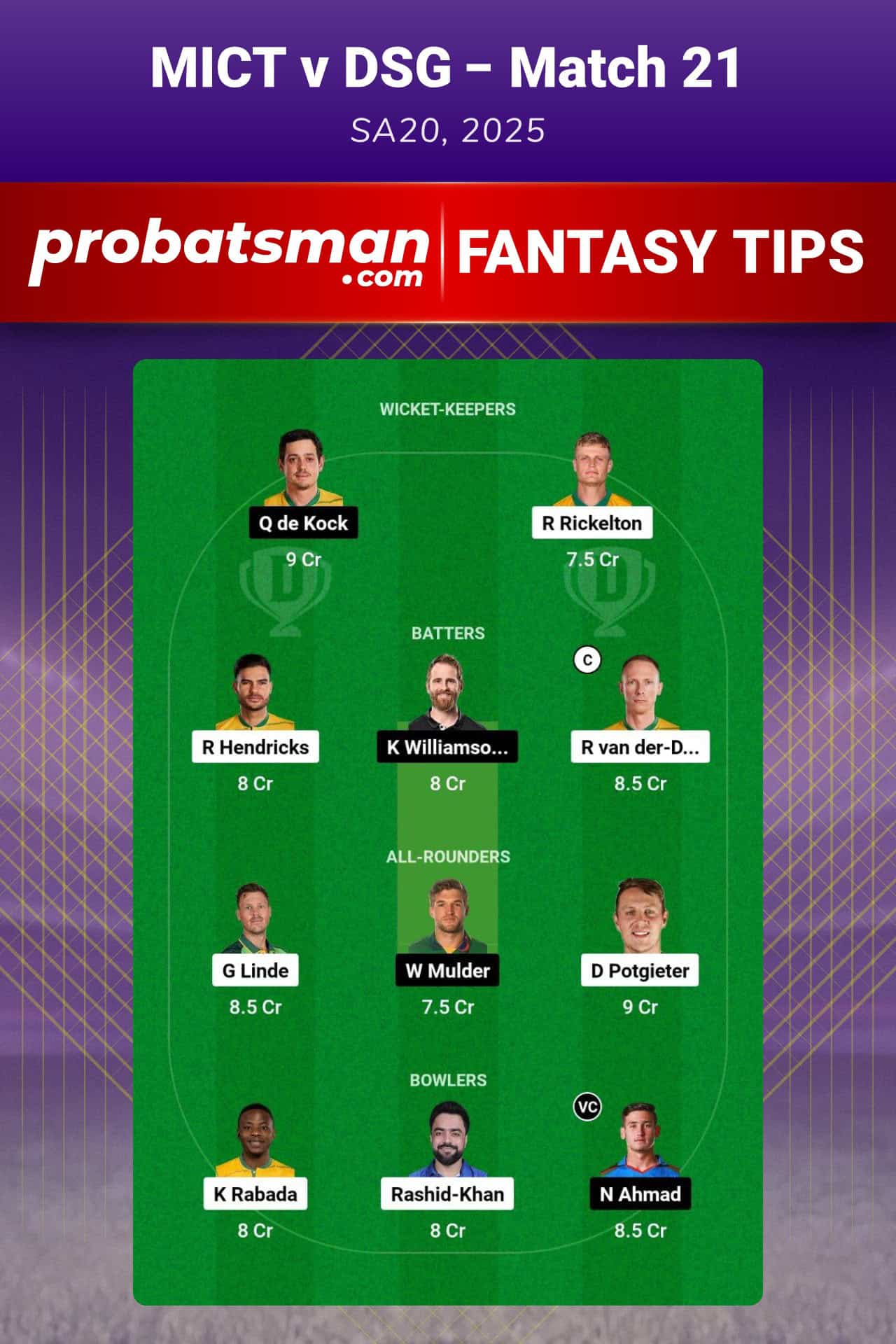 MICT vs DSG Dream11 Prediction For Match 21 of SA20 2025