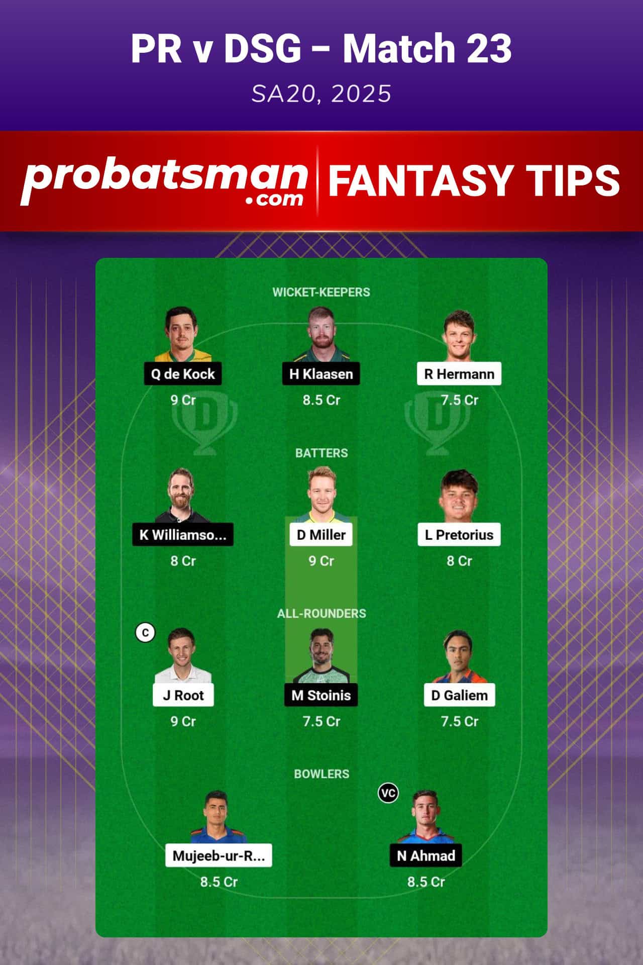 PR vs DSG Dream11 Prediction For Match 23 of SA20 2025