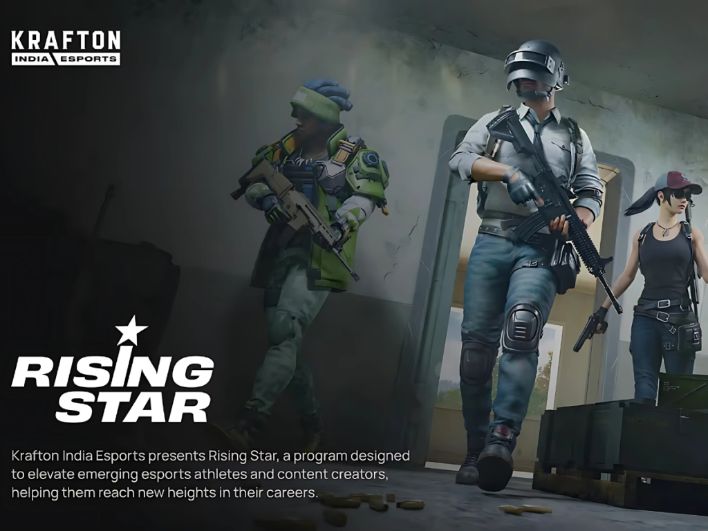 Banner of KRAFTON India Esports introducing the Rising Star Program for budding Esports talent in India.